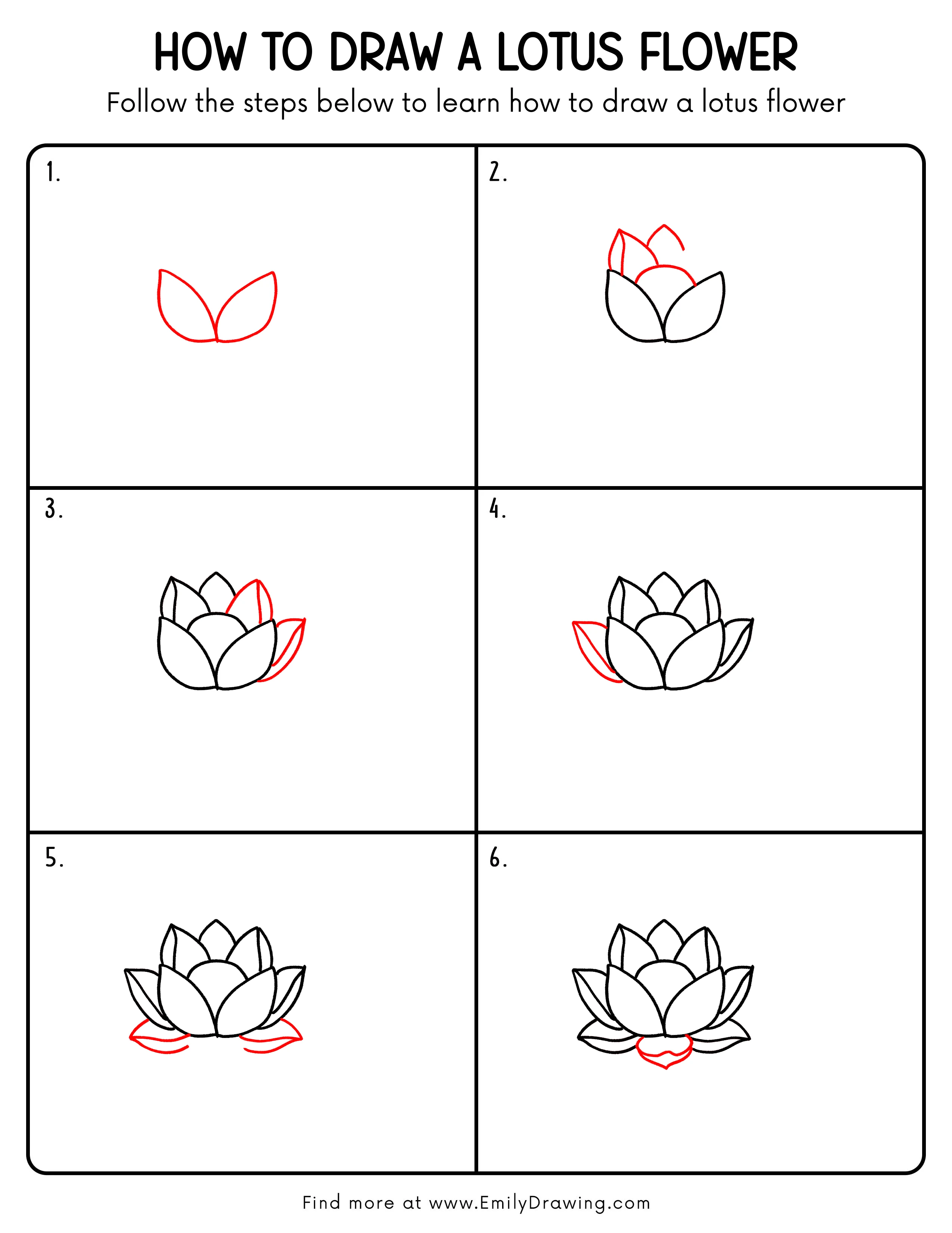 Printable Lotus Flower Drawing Guide